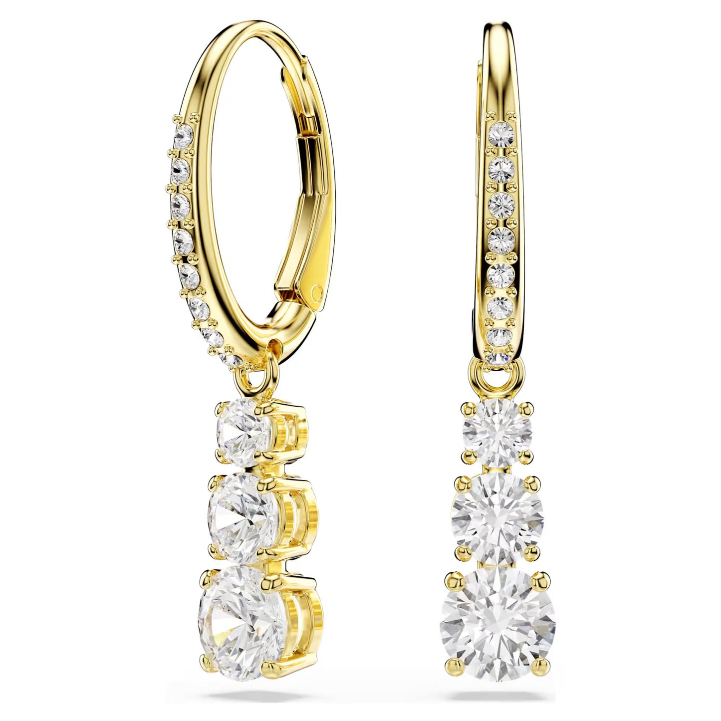 Stilla Attract hoop earrings Round cut, White, 18k gold finish