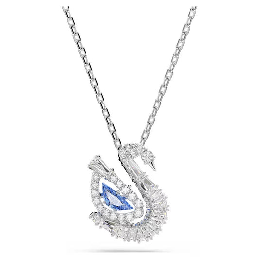 Swan pendant, Mixed cuts, Swan, Blue