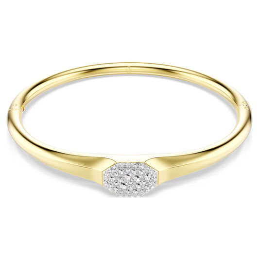 Dextera bangle, Round cut, White, 18k gold finish