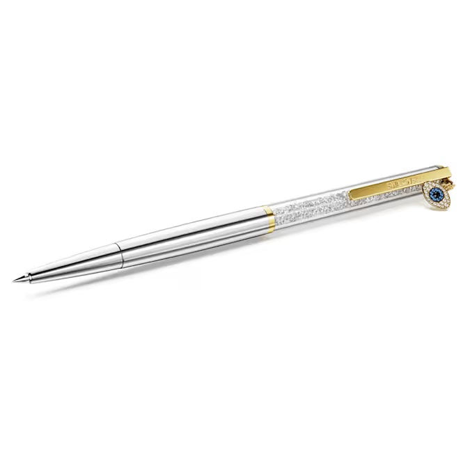 Crystalline ballpoint pen, Evil eye, Gold tone, Mixed metal finish