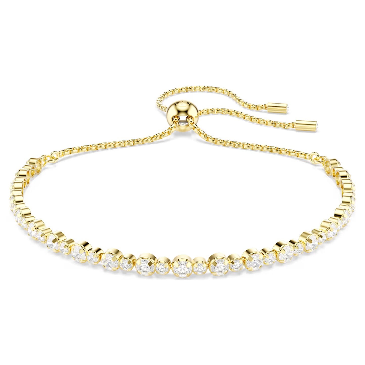 Matrix bracelet, Round cut, White, Gold-tone plated