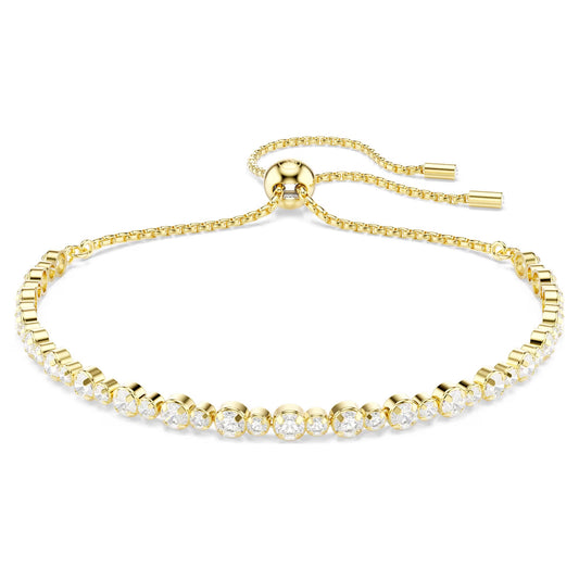 Matrix bracelet, Round cut, White, Gold-tone plated