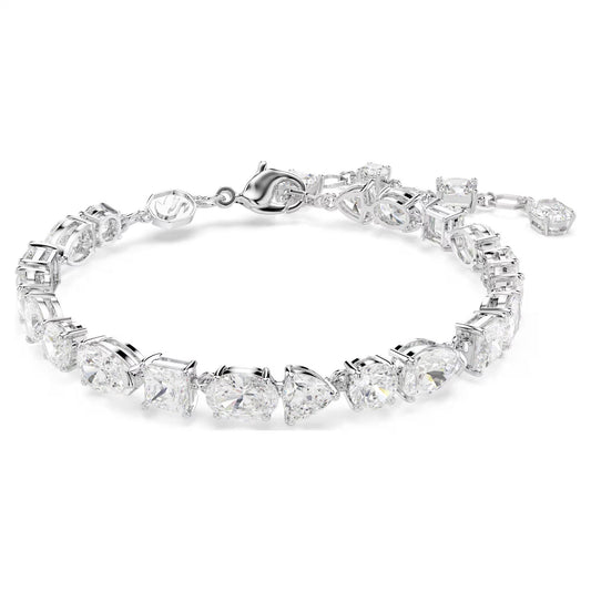 Mesmera bracelet, Mixed cuts, White, Rhodium plated
