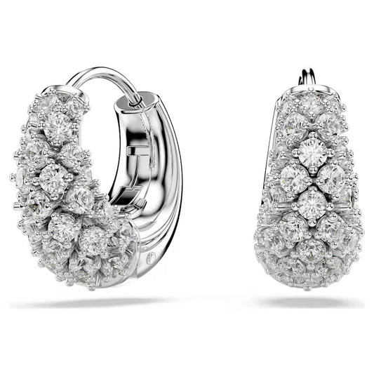 Sublima earrings, White, Rhodium plated