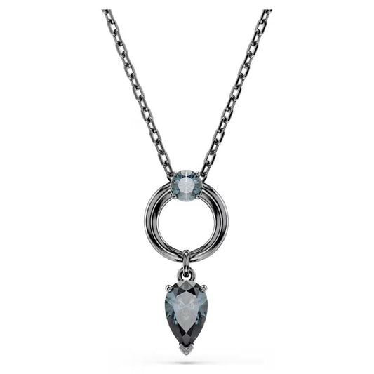 Mesmera pendant, Mixed cuts, Grey, Ruthenium plated