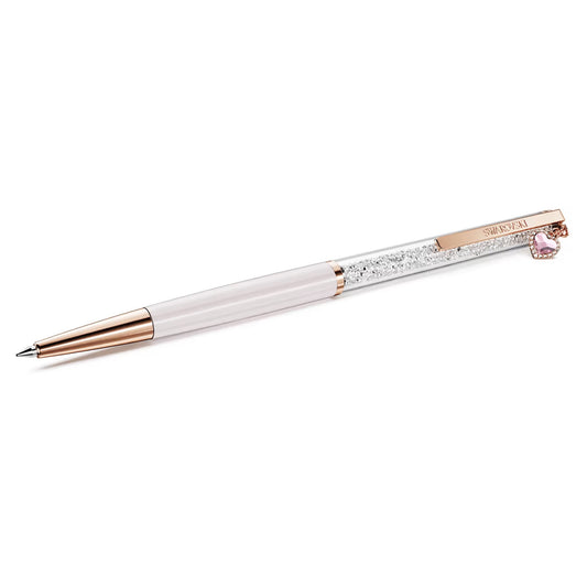 Crystalline ballpoint pen, Heart, Pink, Pink lacquered, rose gold-tone plated