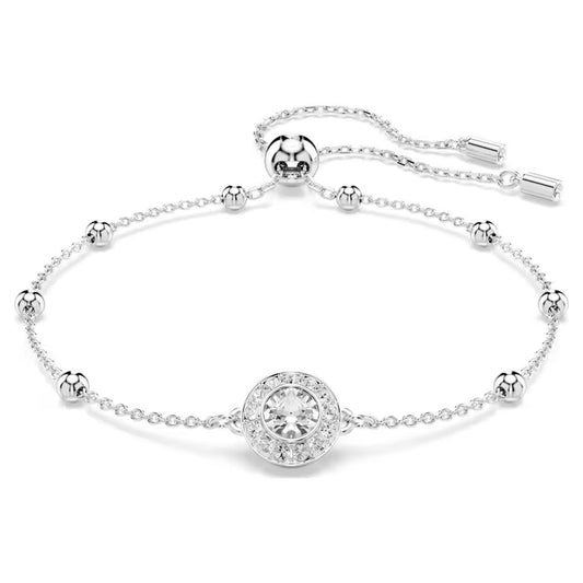 Una Angelic bracelet, Round cut, White, Rhodium plated