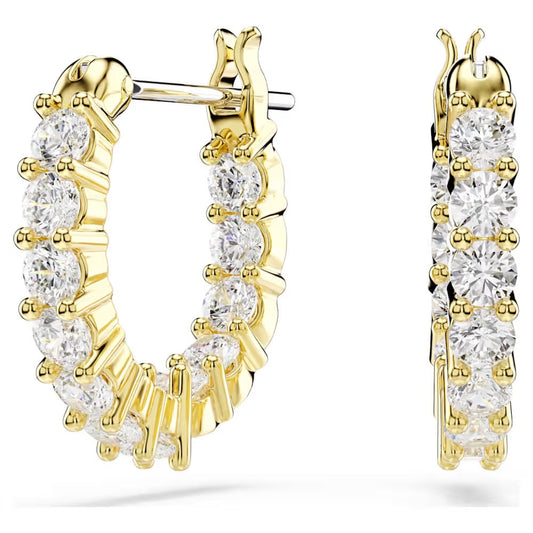 Matrix Vittore hoop earrings, Round cut, White, 18k gold finish