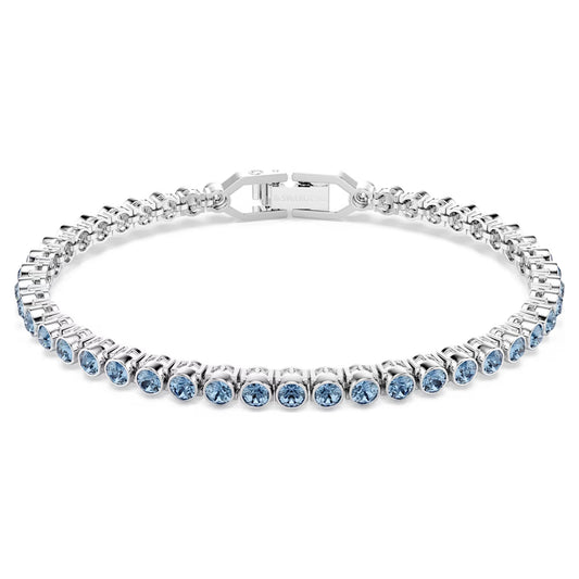 Imber Emily Tennis bracelet, Round cut, Blue, Rhodium plated