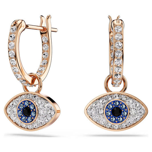 Symbolica drop earrings, Eye, Multicoloured, Rose gold-tone plated