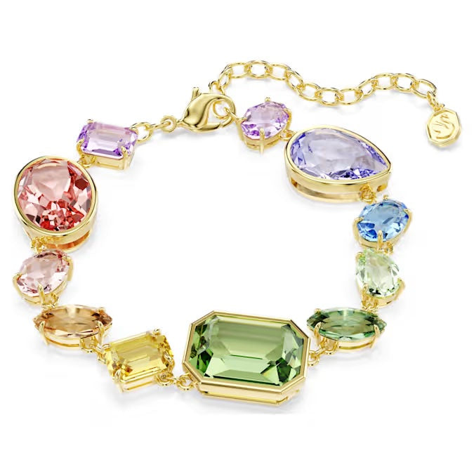 Gema bracelet, Mixed cuts, Multicoloured, 18k gold finish