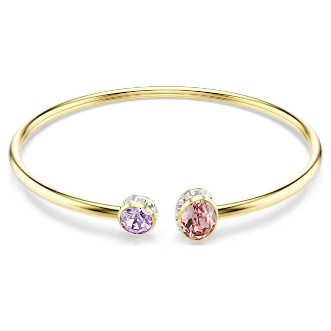 Chroma bangle, Mixed cuts, Multicoloured, 18k gold finish