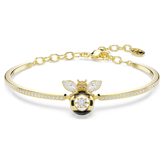 Idyllia bangle, Mixed cuts, Bee, Multicoloured, 18k gold finish