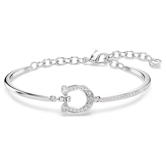 Symbolica bracelet, Pave, Horseshoe, White, Rhodium plated
