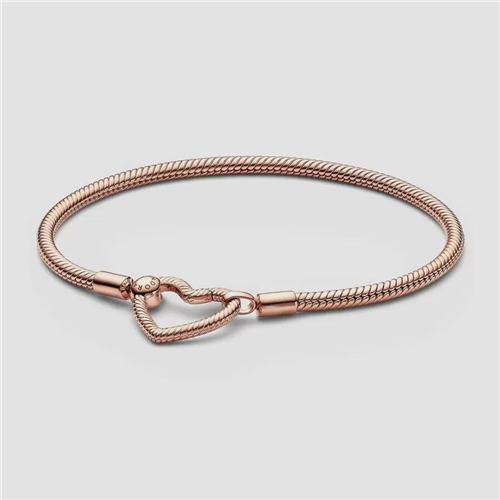 Pandora Moments Rose Heart Closure Snake Chain Bracelet