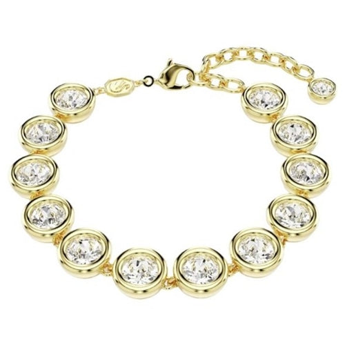 Imber bracelet Round cut, White, Gold-tone plated