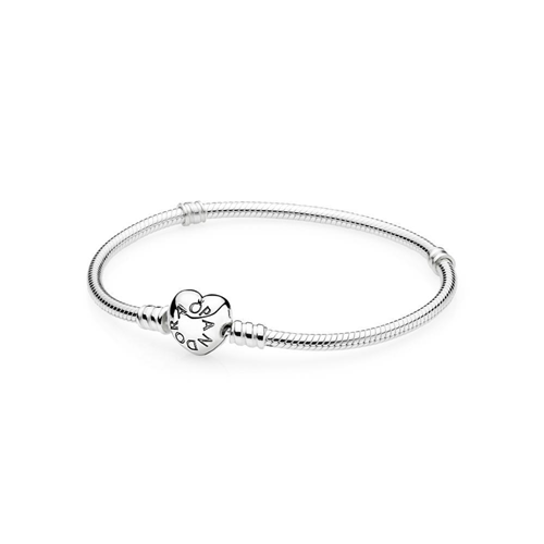 Pandora Moments Silver Heart Clasp Snake Chain Bracelet