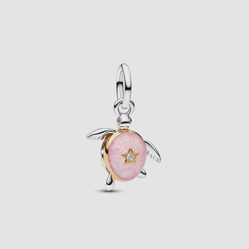 2026 Pink Sea Turtle Lab-grownDiamond Dangle Charm