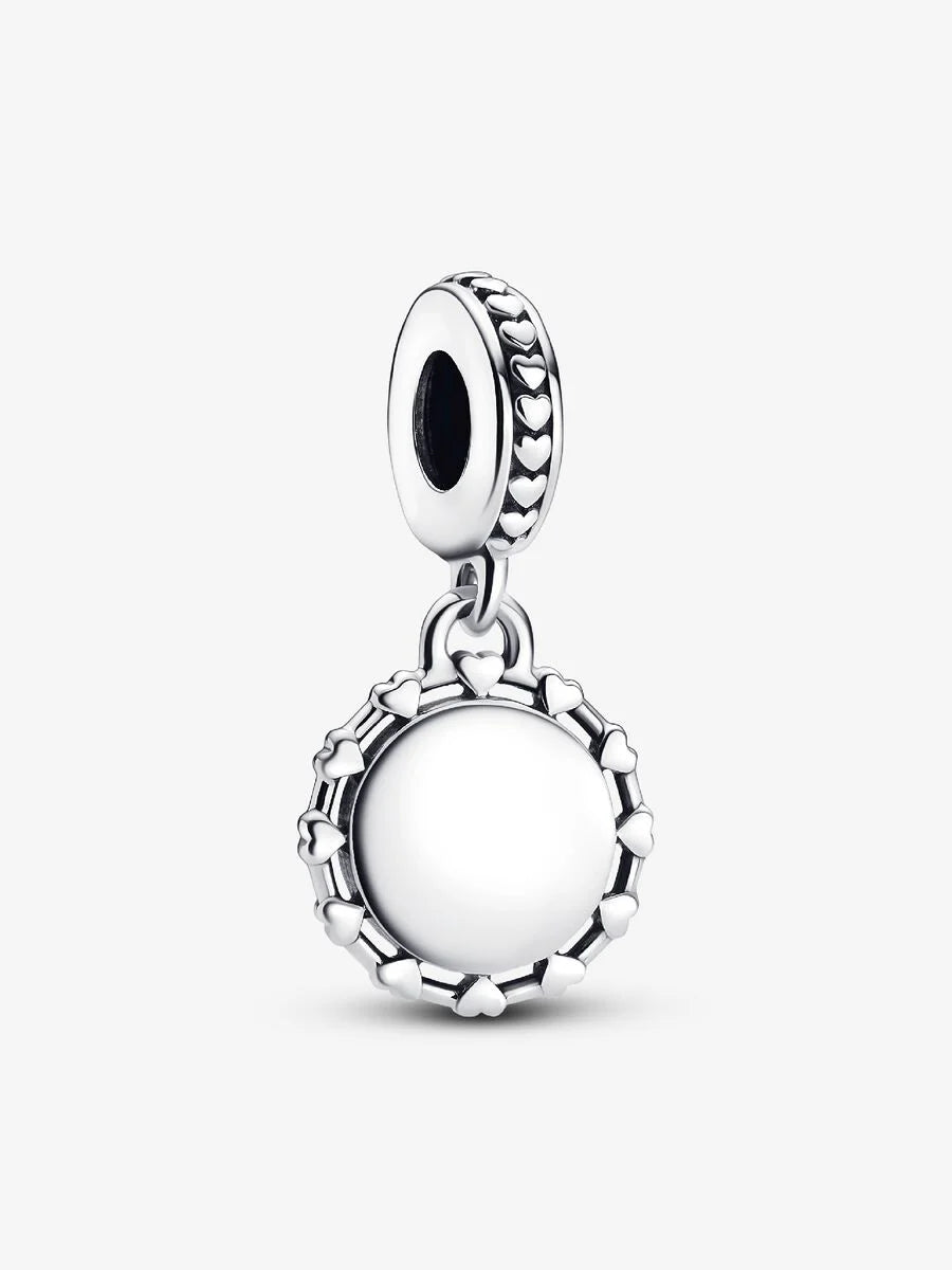 Engravable Disc & Hearts Dangle Charm
