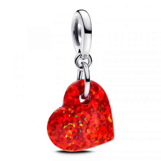 Opalescent Red Heart Dangle Charm