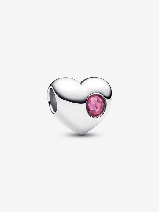 Engravable Pink Stone Heart Charm