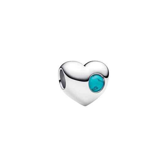 Engravable Turquoise Blue Stone Heart Charm