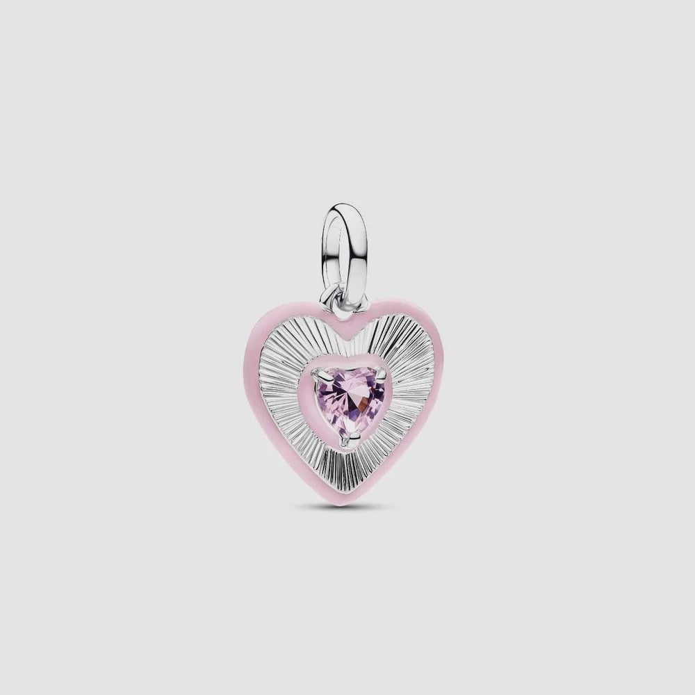 Radiating Pink Heart Medallion Charm