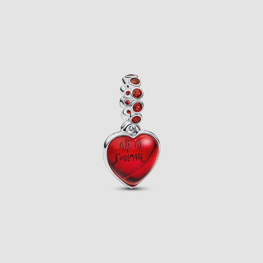 Red Murano Glass Heart Double Dangle Charm