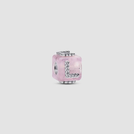 Pink Murano Glass Love Cube Charm