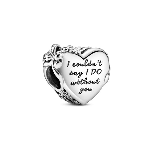 Flower and Bow Heart Charm