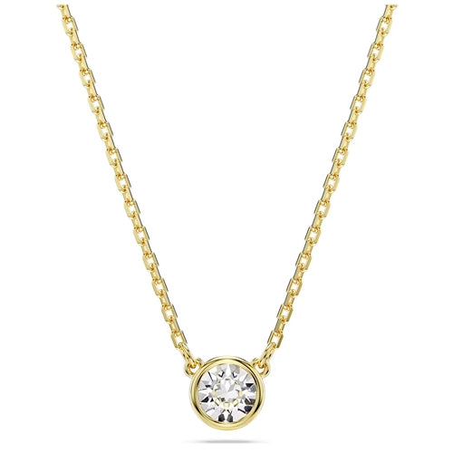 Imber pendant Round cut, White, Gold-tone plated