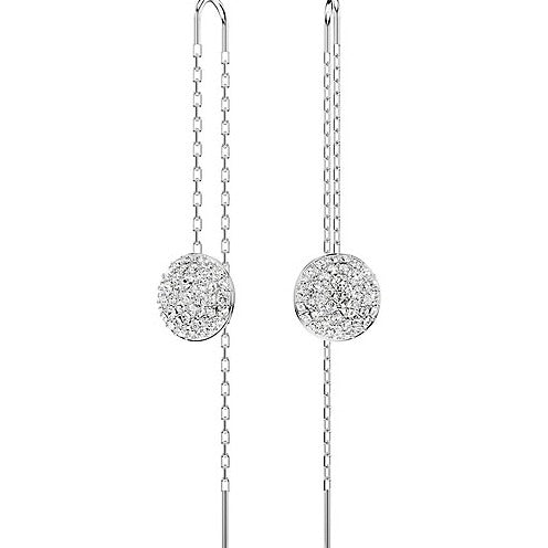 Swarovski Meteora drop earrings, White, Rhodium plated