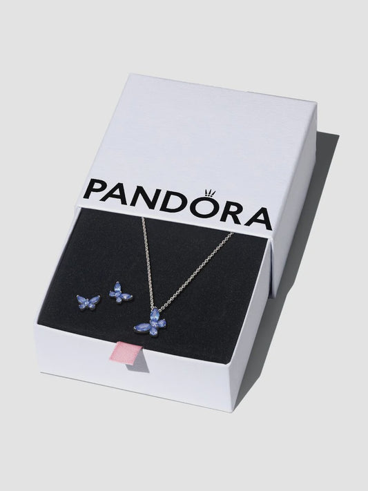 Sparkling Blue Butterfly Jewelry Gift Set