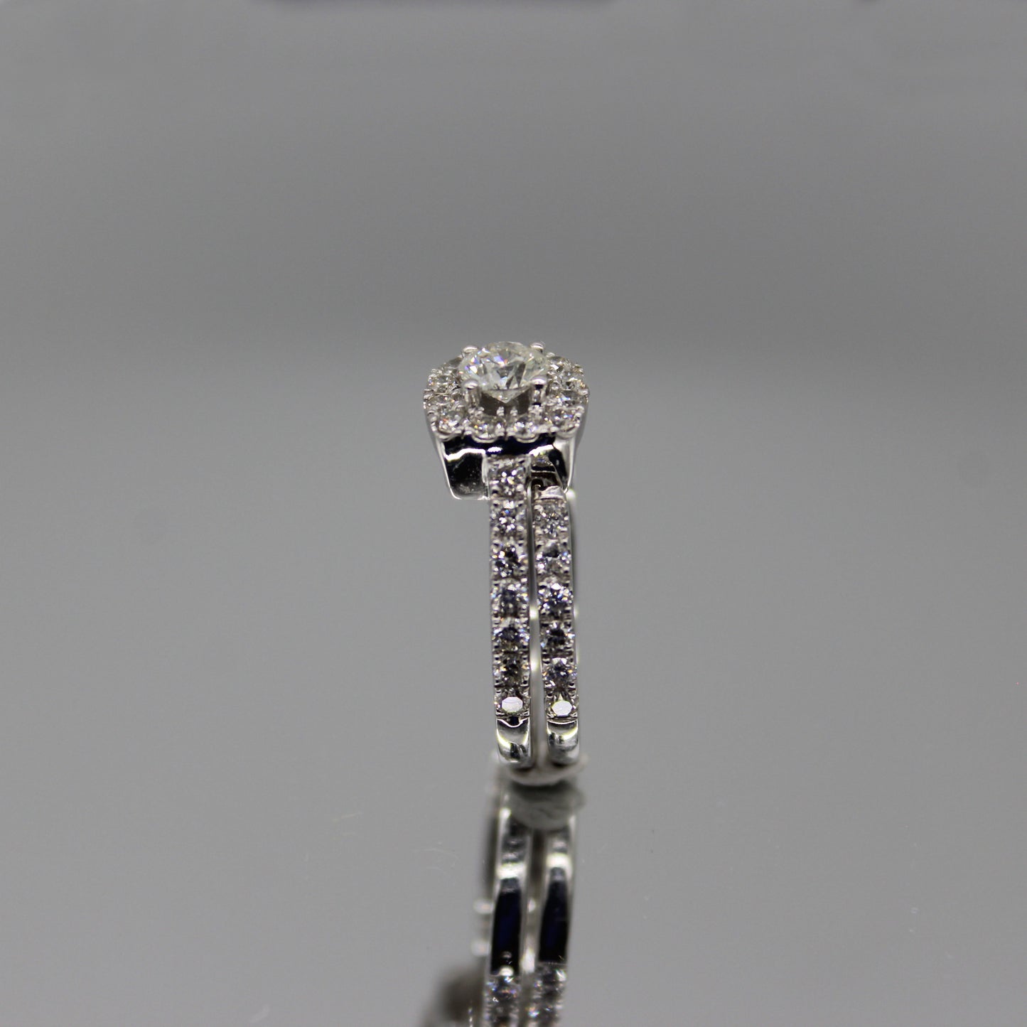 Cushion Halo Bridal Ring Set in 14KW (2505)