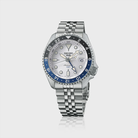 Seiko 5 Sports 'Silver Cloud' White Dial GMT Automatic Watch SSK033K1