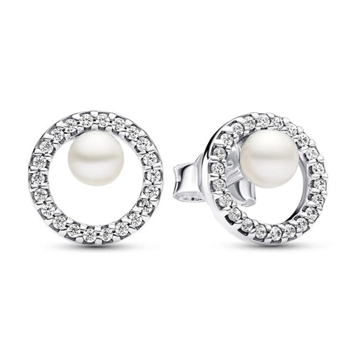 Treated Freshwater Cultured Pearl & Pavé Halo Stud Earrings