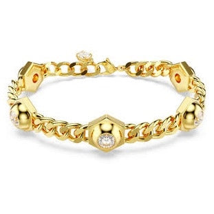 Numina bracelet Round cut, White, Gold-tone plated