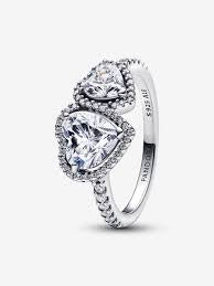 Sparkling Halo Heart Ring
