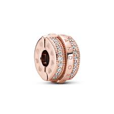 Sparkling Rose Pave Lines & Logo Clip Charm