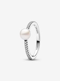 Treated Freshwater Cultured Pearl & Pavé Ring