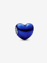Metallic Deep Blue Heart Charm