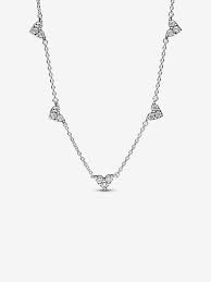 Triple Stone Heart Station Chain Necklace