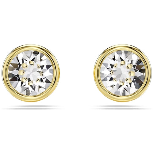 Imber stud earrings Round cut, White, Gold-tone plated