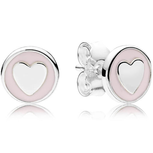Polished Pink Heart Stud Earring