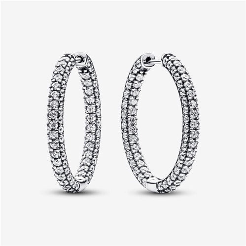 Pandora Timeless Pave Single-row Hoop Earrings