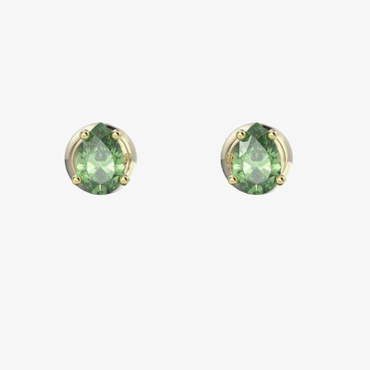Swarovski Stilla stud earrings, Pear cut, Green, Gold-tone plated