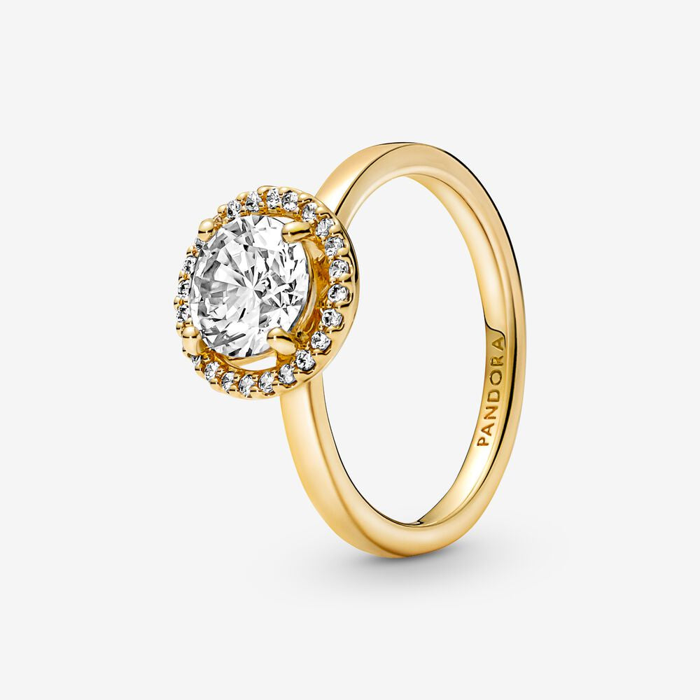 Sparkling Gold Plated Round Halo Ring