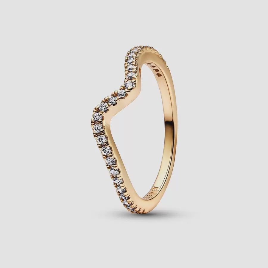 Sparkling Gold Wave Ring