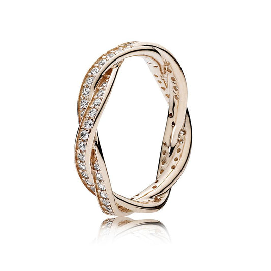 Pandora Rose Sparkling Twisted Lines Ring