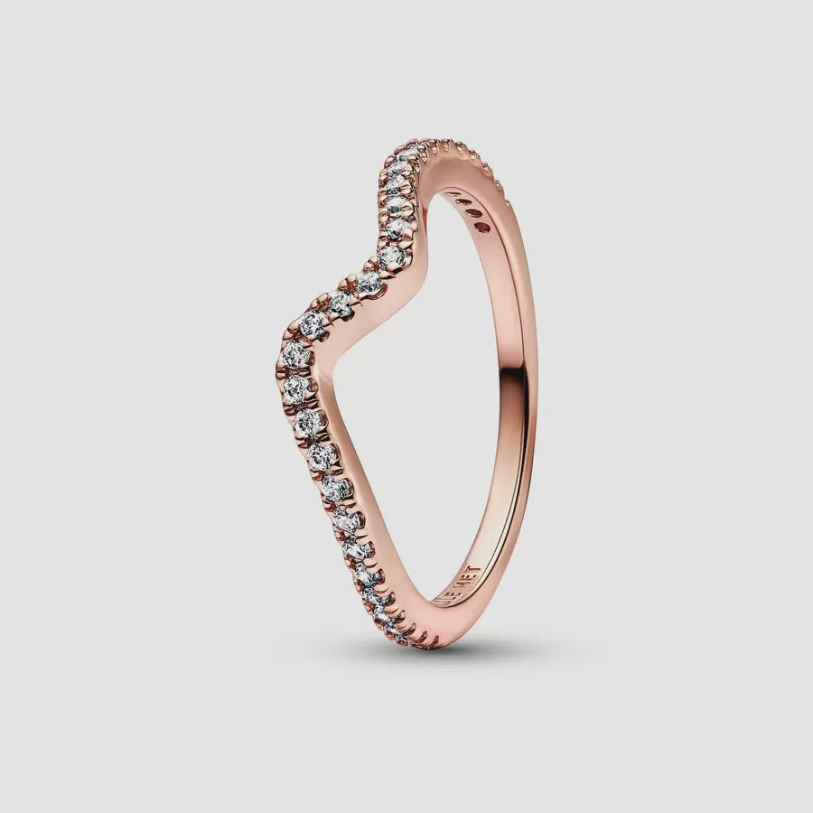 Sparkling Rose Wave Ring